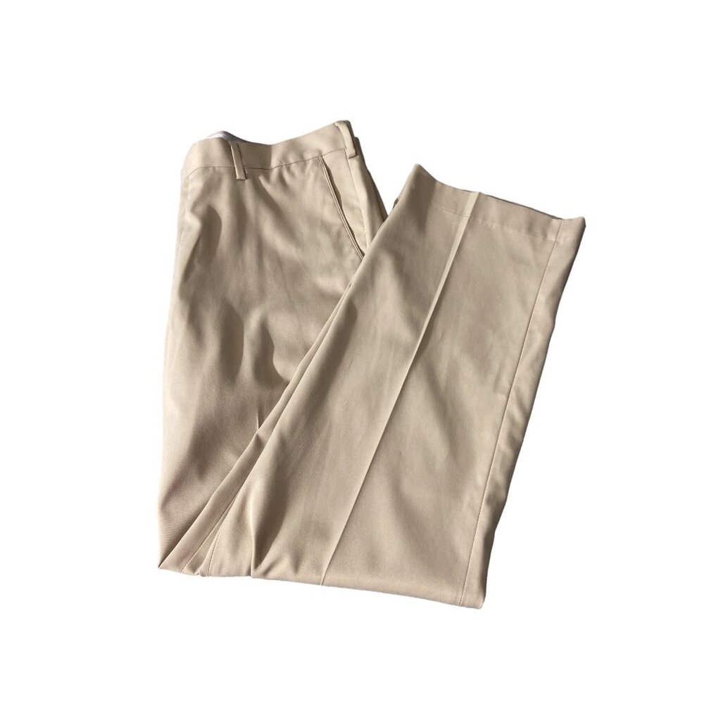 PGA Tour Mens Performance Golf Pants 36x30 Beige Flat Front Preppy